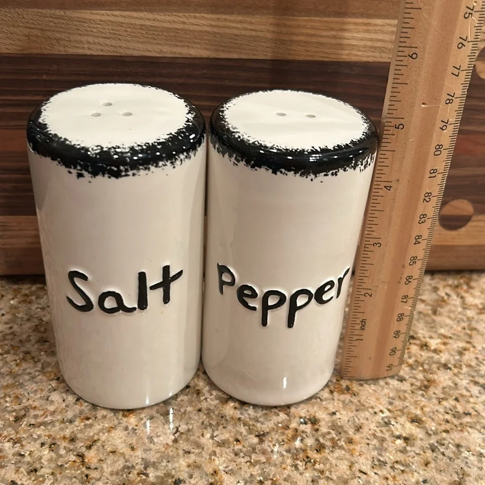 Vintage Black and White Ceramic Salt and Pepper Shakers